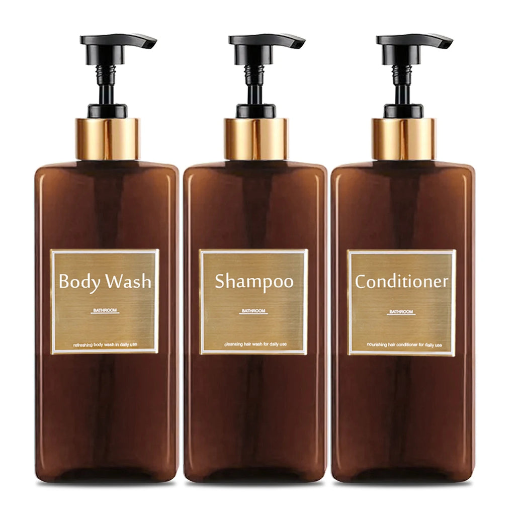 Shower Soap Dispenser Set Refillable Shampoo, Conditioner & Soap Bottles