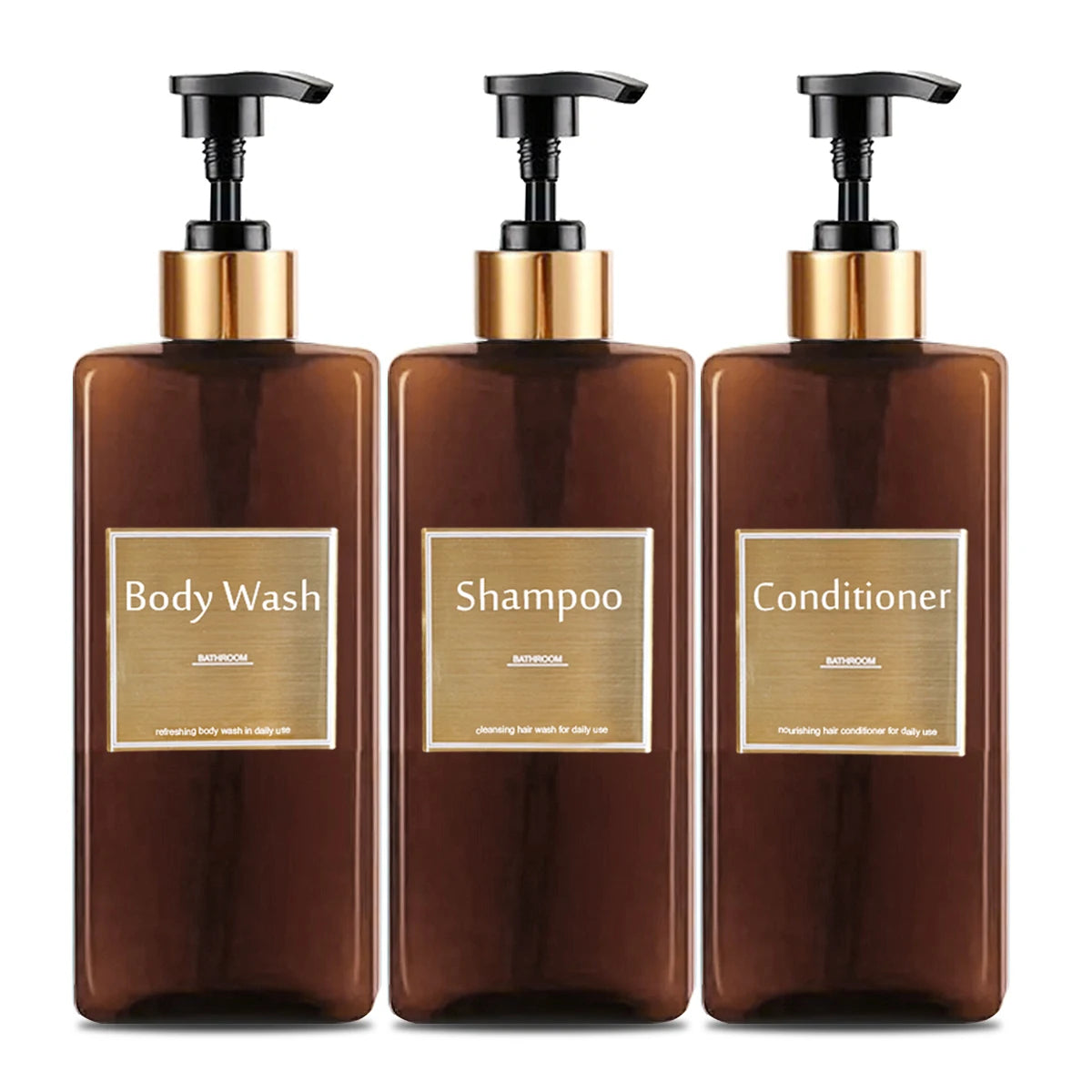 Shower Soap Dispenser Set Refillable Shampoo, Conditioner & Soap Bottles