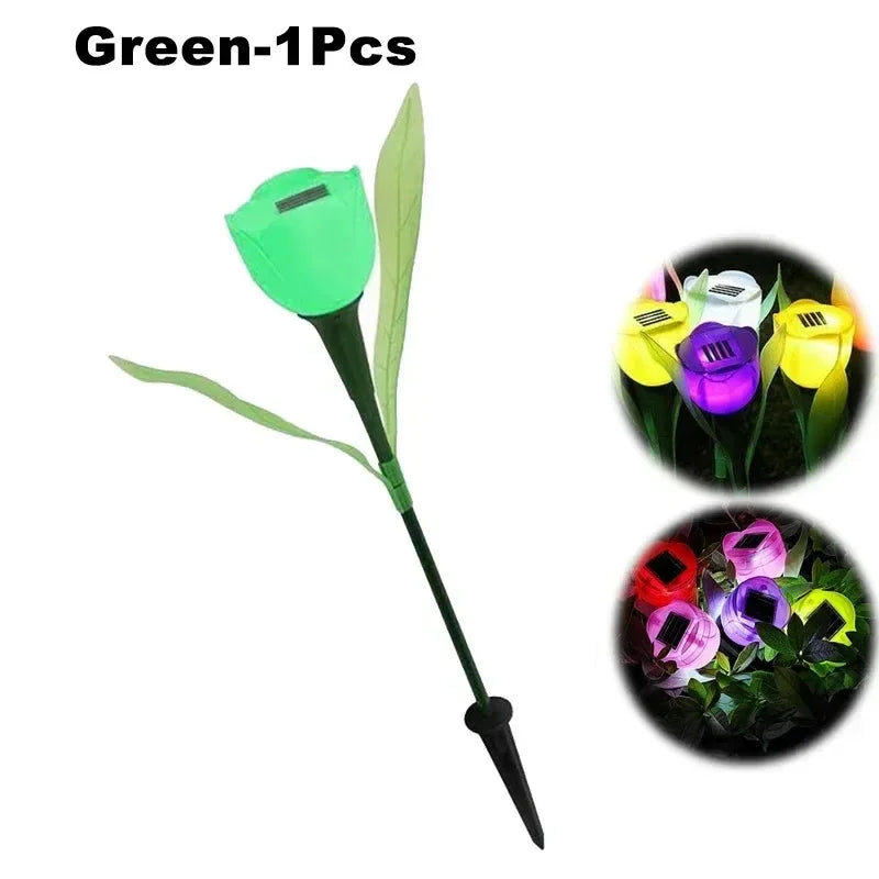Solar Tulip Rose Flower Lights for Waterproof Garden Decor
