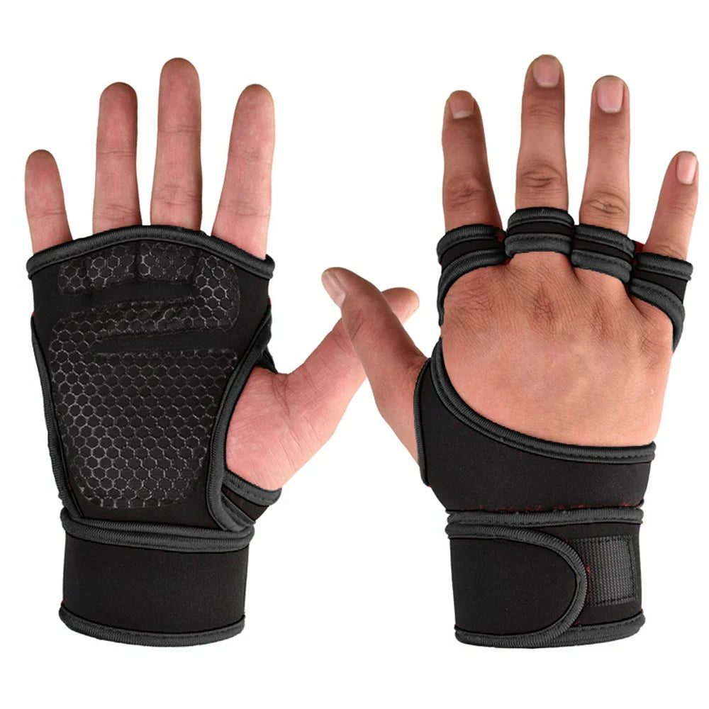 Workout Gloves Half Finger Wrist Wrap Gym Weight Lifting Cycling