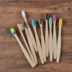 10PCS Bamboo Toothbrush Set Soft Charcoal Bristle Eco Dental Care