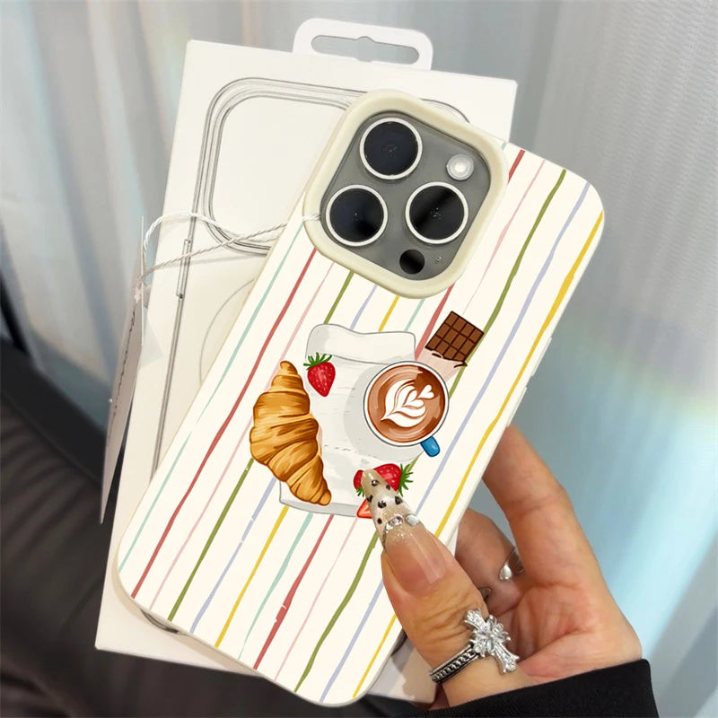 Fresh Lemon Stripe Soft Case for iPhone 17 16 15 14 13 Pro Max Cover
