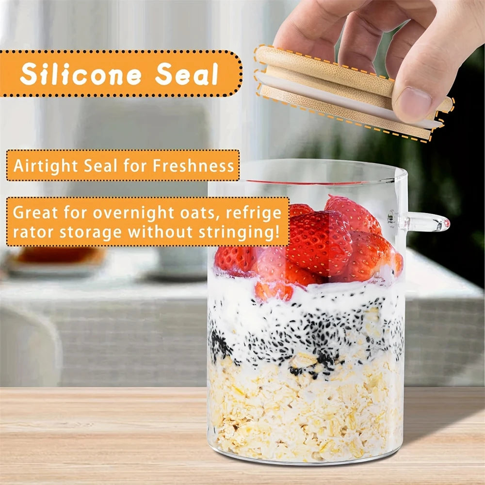 Airtight Glass Storage Jars Bamboo Lid Set