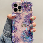 Retro Oil Painting Flower Case for iPhone 16 15 14 13 12 11 Pro Max