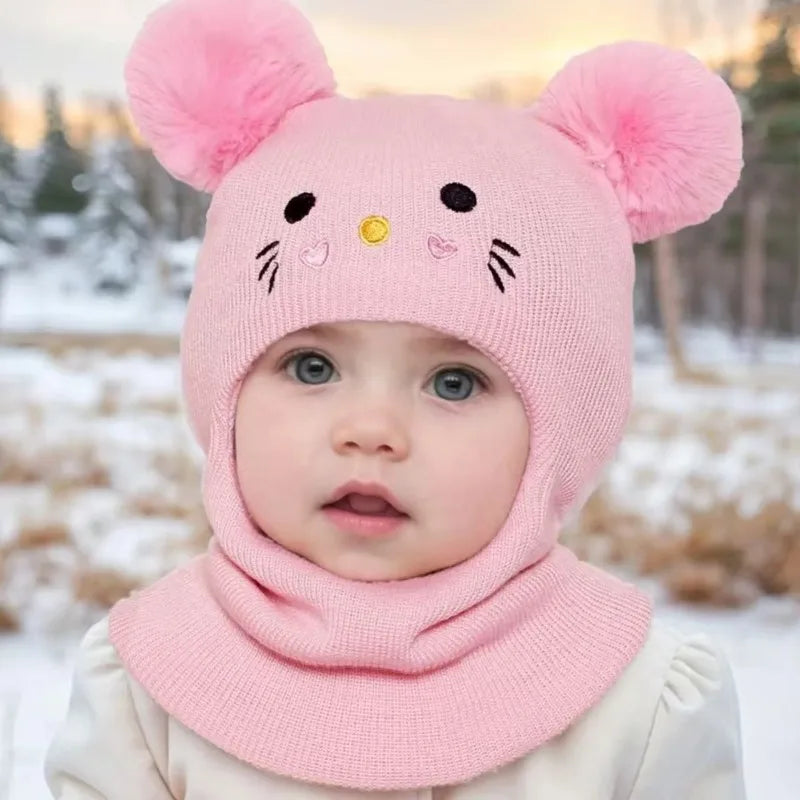 Kids Winter Balaclava Hat & Scarf Warm Hooded Beanie