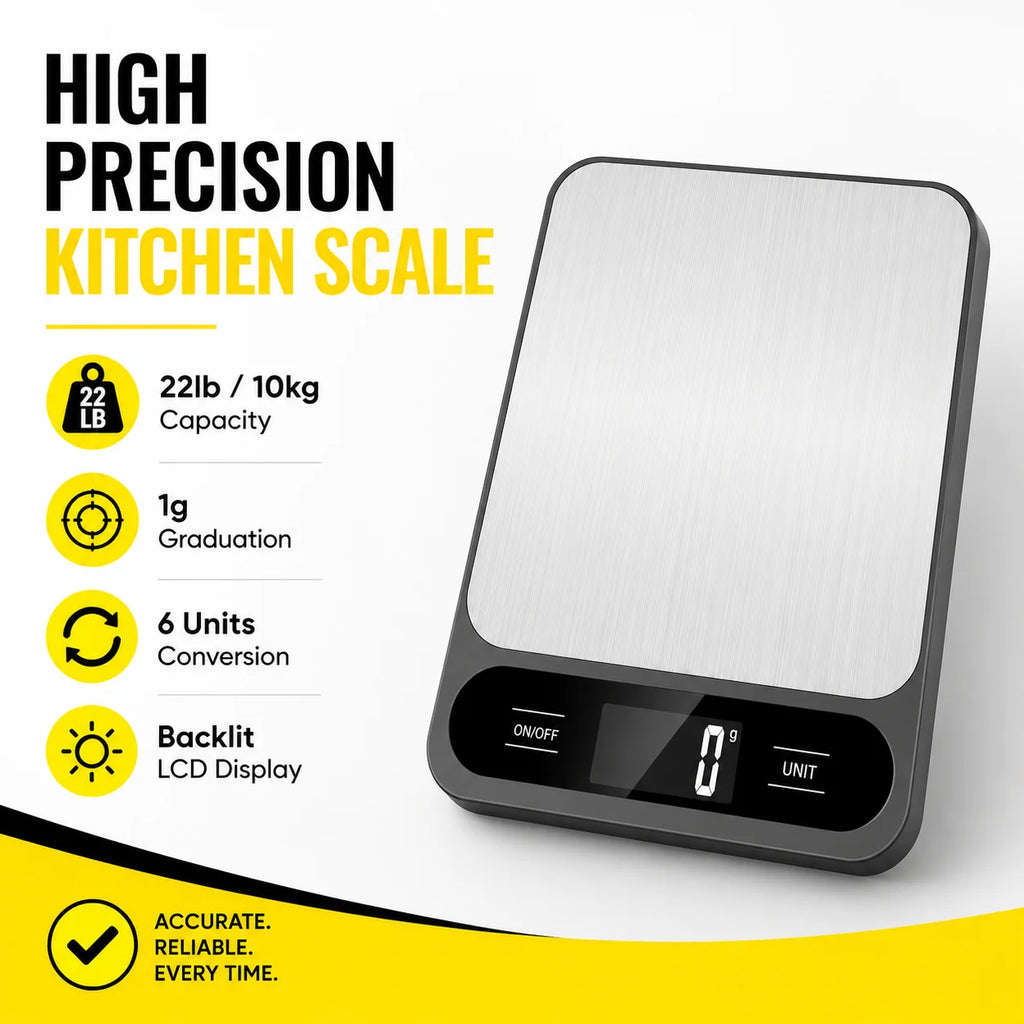 10KG Digital Kitchen Scale Stainless Steel LCD