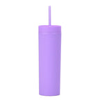 Double Wall Skinny Tumbler 473ml/480ml Cup with Straw & Lid