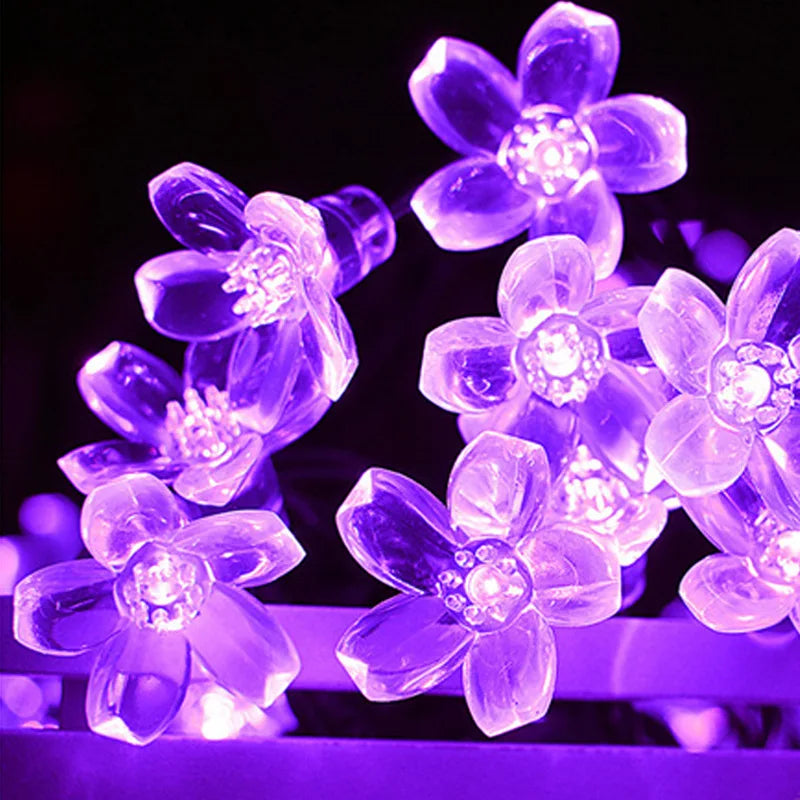 Solar Lotus Flower Fairy Lights Outdoor Garden Decor