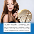 smiling woman with long thick hair showcasing visible results from daily hair growth serum use