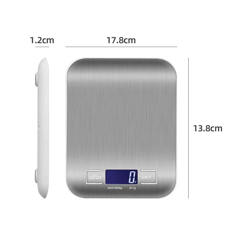 5KG Digital Kitchen Scale Stainless Steel LCD