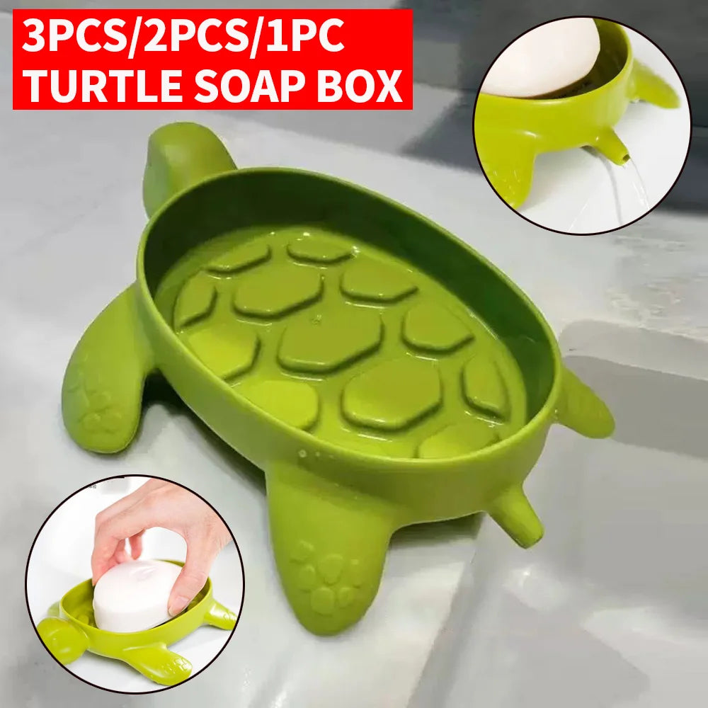 Turtle Soap Box – Creative Bathroom Soap Holder Rack 1/2/3PCS Storage