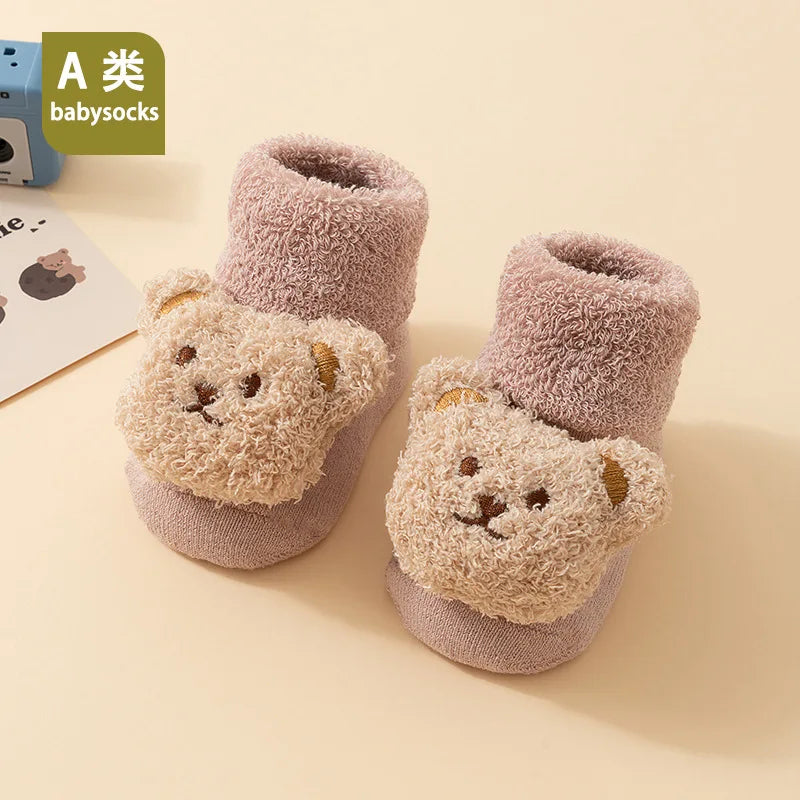 Cute Cartoon Bear Baby Socks Winter Warm Anti-Slip Toddler Socks