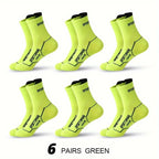 Breathable Basketball Socks Men 6 Pairs Sweat Absorbent Mesh Running