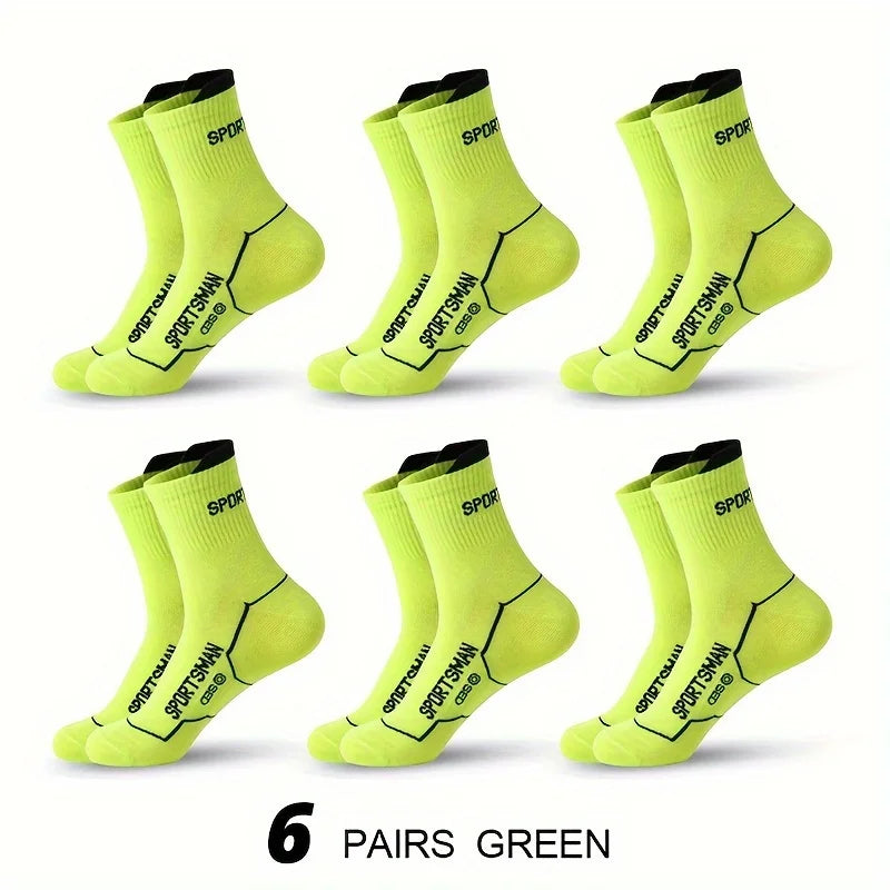 6 Pairs Men Sports Socks Breathable Mesh Running Basketball Socks