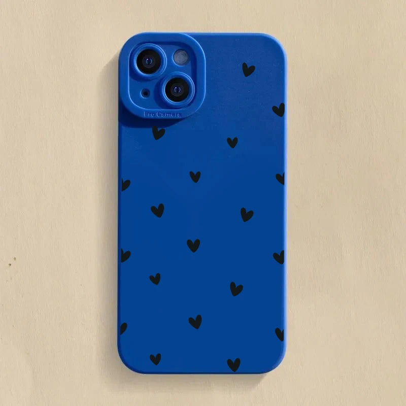 Black Love Heart Case for iPhone 11 12 13 14 15 16 17 Pro Max