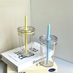 450ml Straw Cup Reusable Transparent Plastic Coffee Tumbler