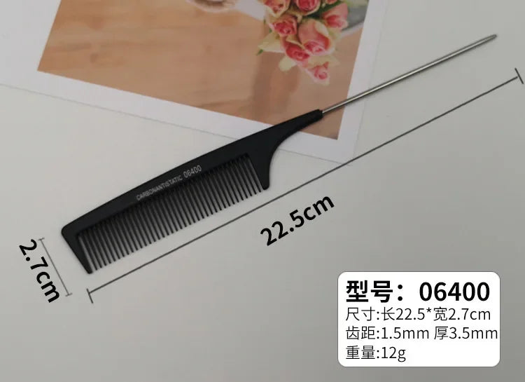 Rat Tail Comb | Fine Tooth Stainless Steel Salon Comb