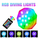 10 Color Changing Submersible LED Pool Lights with Remote