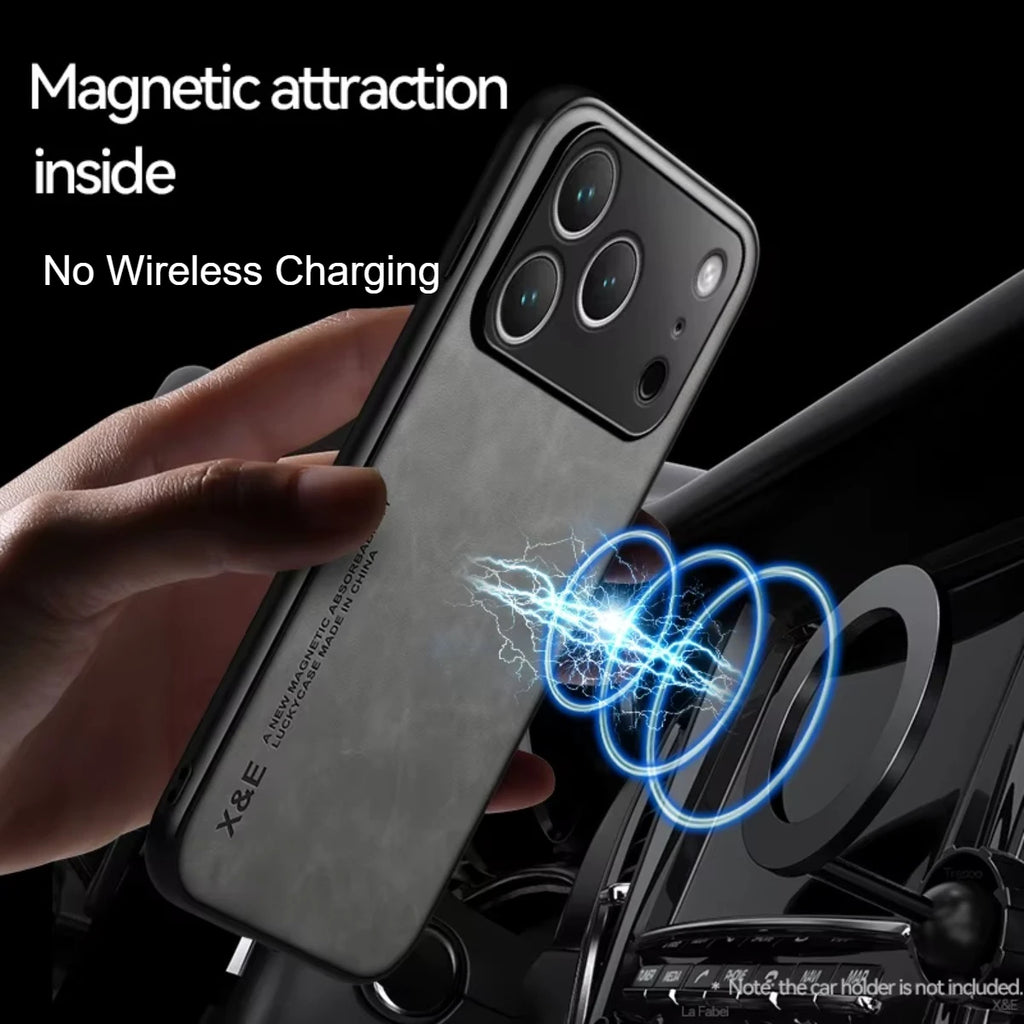 Premium Leather Magnetic Case for iPhone 17 16 15 14 13 Pro Max