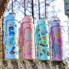 750ml Dinosaur Kids Water Bottle Leakproof Straw Cup