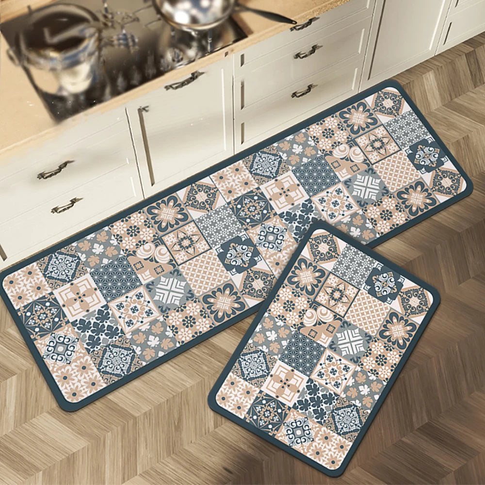 Kitchen Mat Absorbent Printed Rug Non-Slip Long Floor Carpet