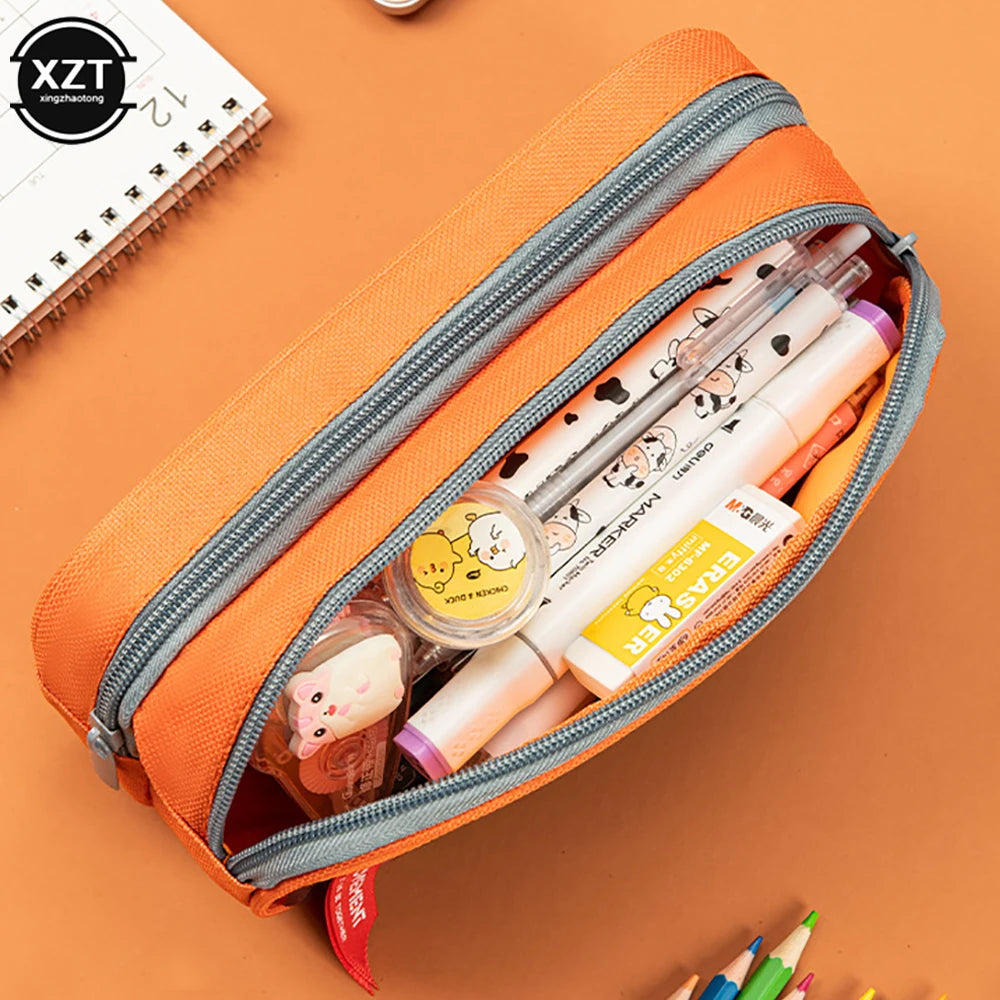 Camouflage Pencil Case Double Zipper Canvas Pen Bag for Students