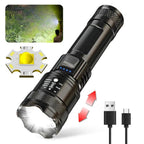 2000LM Tactical LED Flashlight USB Charging Zoom Torch