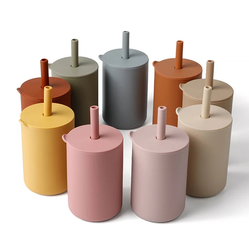 Baby Silicone Straw Cup BPA Free Toddler Water Bottle