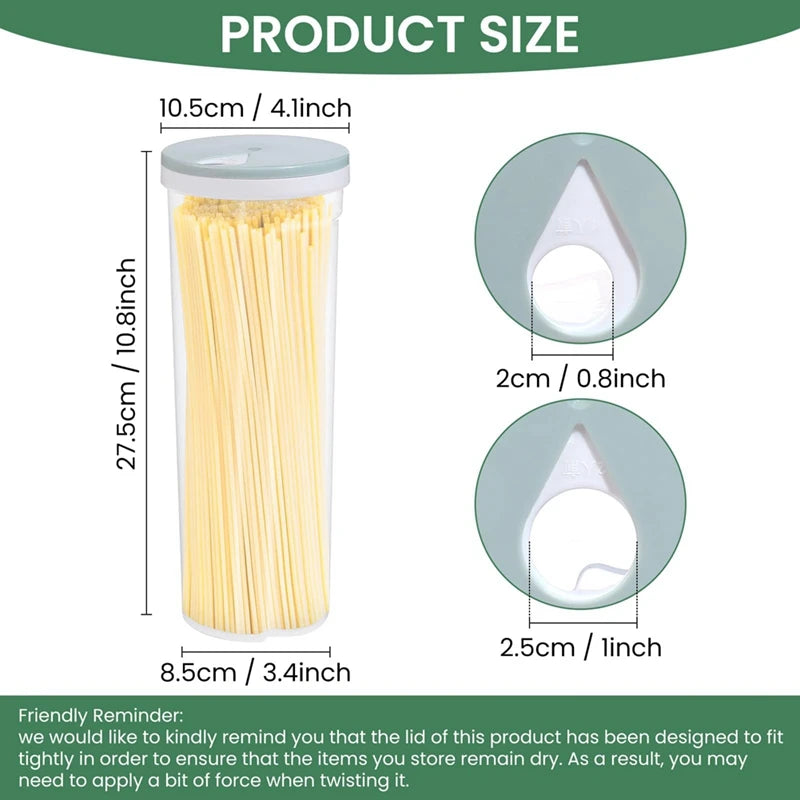 Pasta Storage Container with Locking Lid Airtight Noodle Food Storage Canister