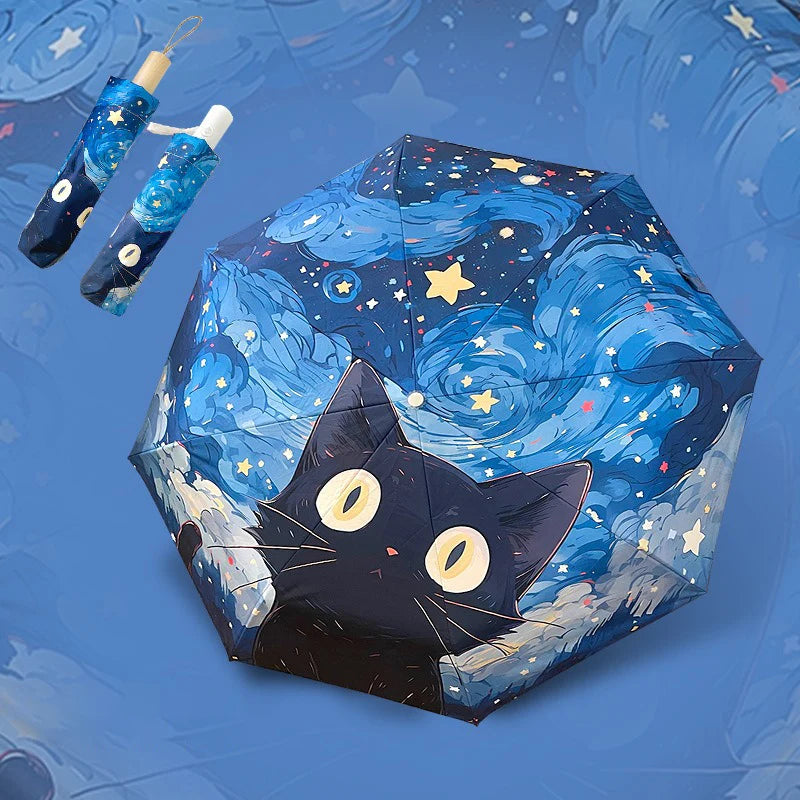 Buy Cute Cat Cartoon Automatic Folding Umbrella UV Sun & Rain
