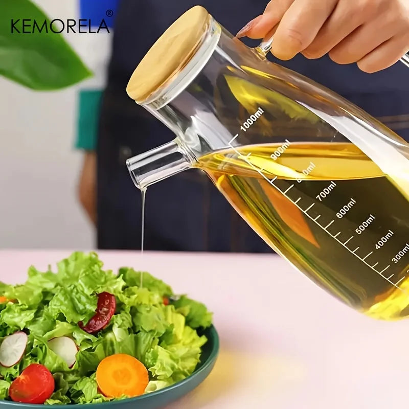 KEMORELA Glass Olive Oil Bottle Leak-Proof Kitchen Oil Dispenser