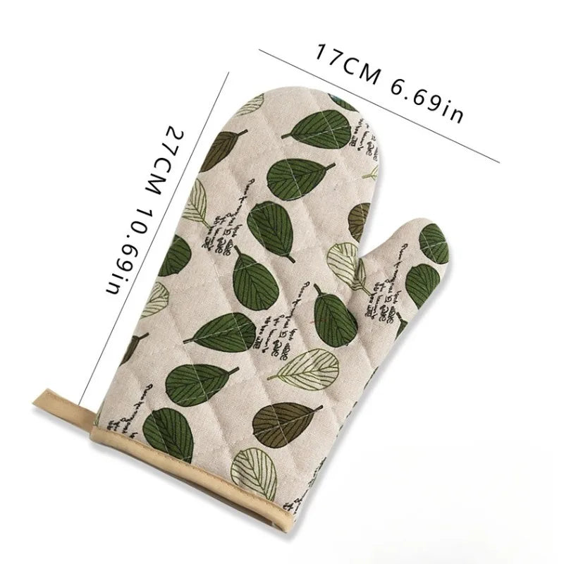 Thickened Cotton Oven Mitts – Heat Resistant Baking Gloves (1 Pair)