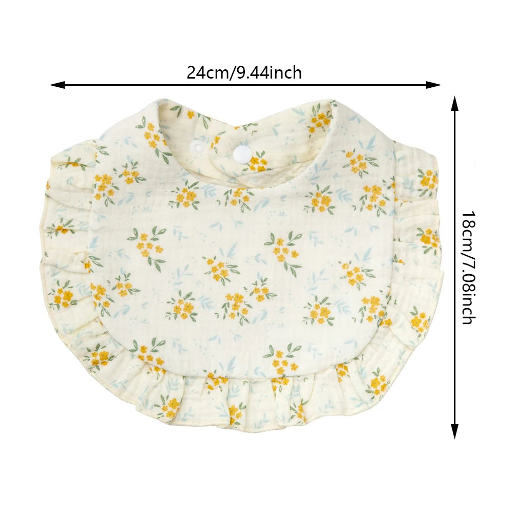 Flower Print Baby Bibs Soft Cotton Feeding Scarf for Girls