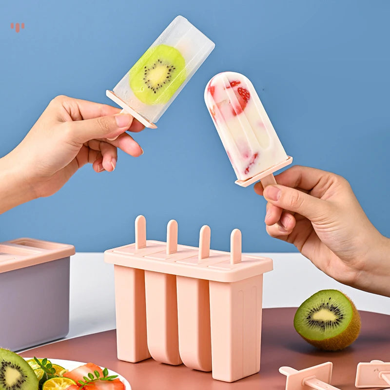 Food Grade Silicone Ice Cream Mold with Lid – BPA Free Popsicle Maker Kit