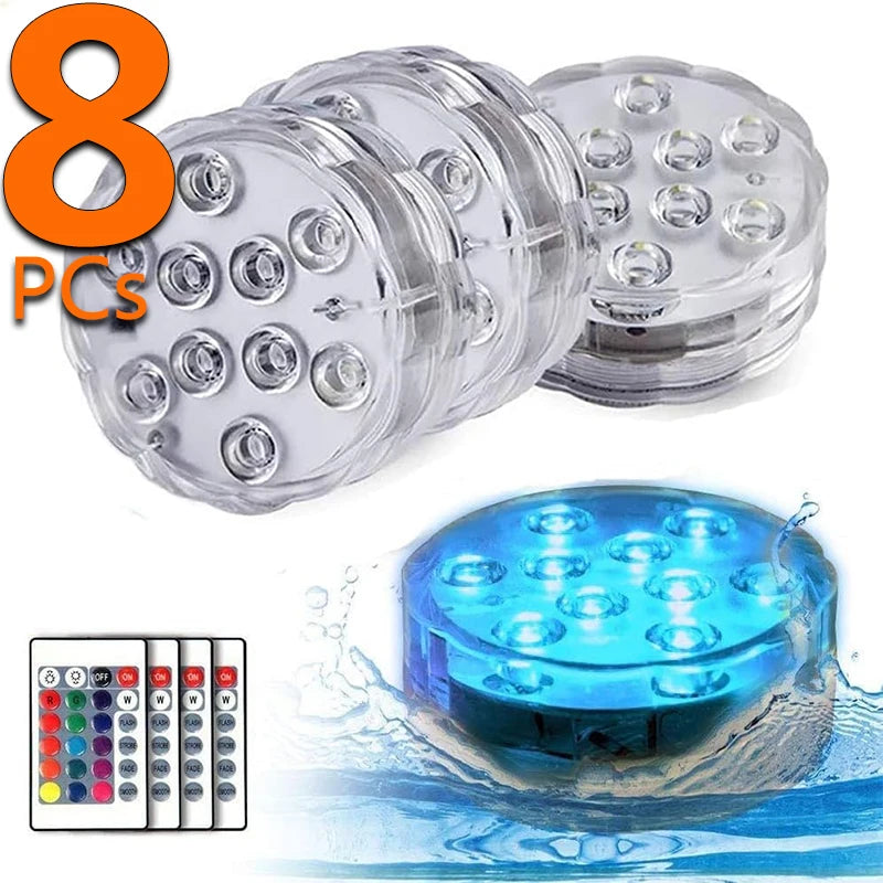 Submersible LED Pool Lights Waterproof RGB with Remote