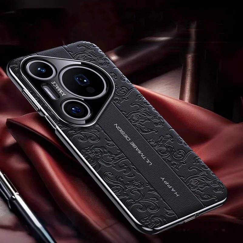 Embossed Leather Case for Huawei Pura 80 70 Ultra Pro & P60 Cover