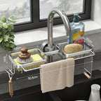 Space Aluminum Sink Drain Rack Faucet Sponge & Soap Organizer