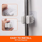 Self-Adhesive Mop Holder Wall Mounted Broom & Mop Organizer