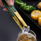 Gold Stainless Steel Food Tongs – Non-Slip BBQ, Salad & Bread Serving Tongs