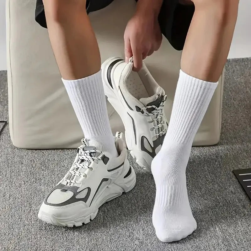 5/10/20 Pairs Solid Crew Socks Breathable Sweat-Absorbing All Season