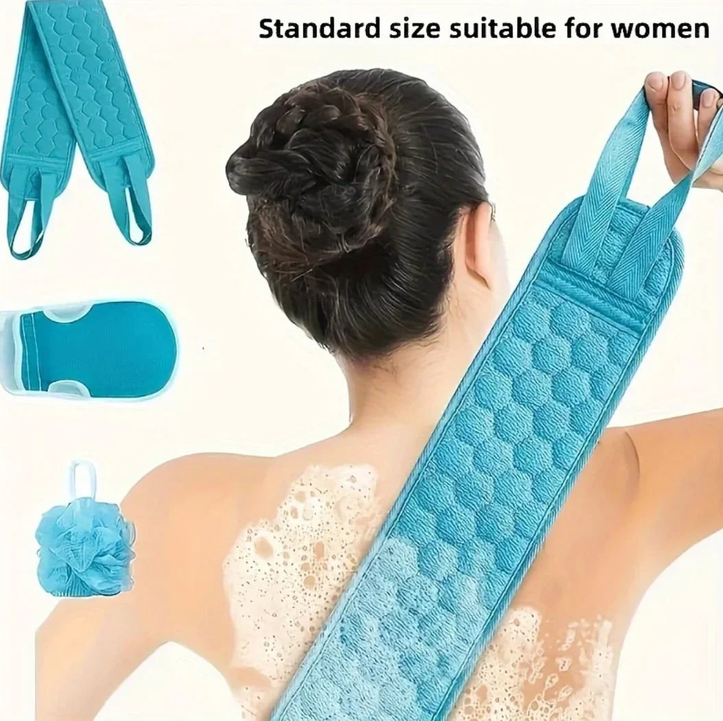 3pcs Exfoliating Bath Towels Set Scrubber Soft Wash Cloth Glove Loofah