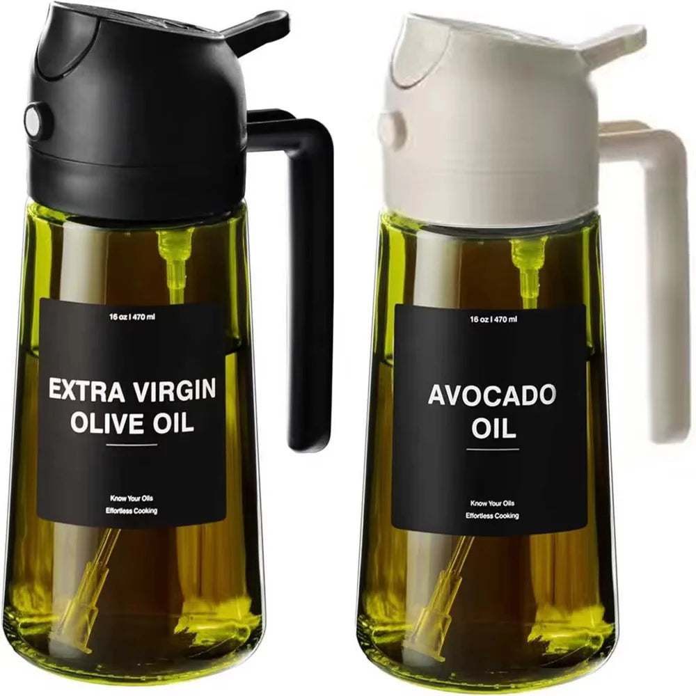 2-in-1 Olive Oil Sprayer Bottle Spray & Pour 470ML Glass Dispenser