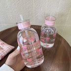 600ml Cute Bow Water Bottle Leak Proof Portable Drink Cup