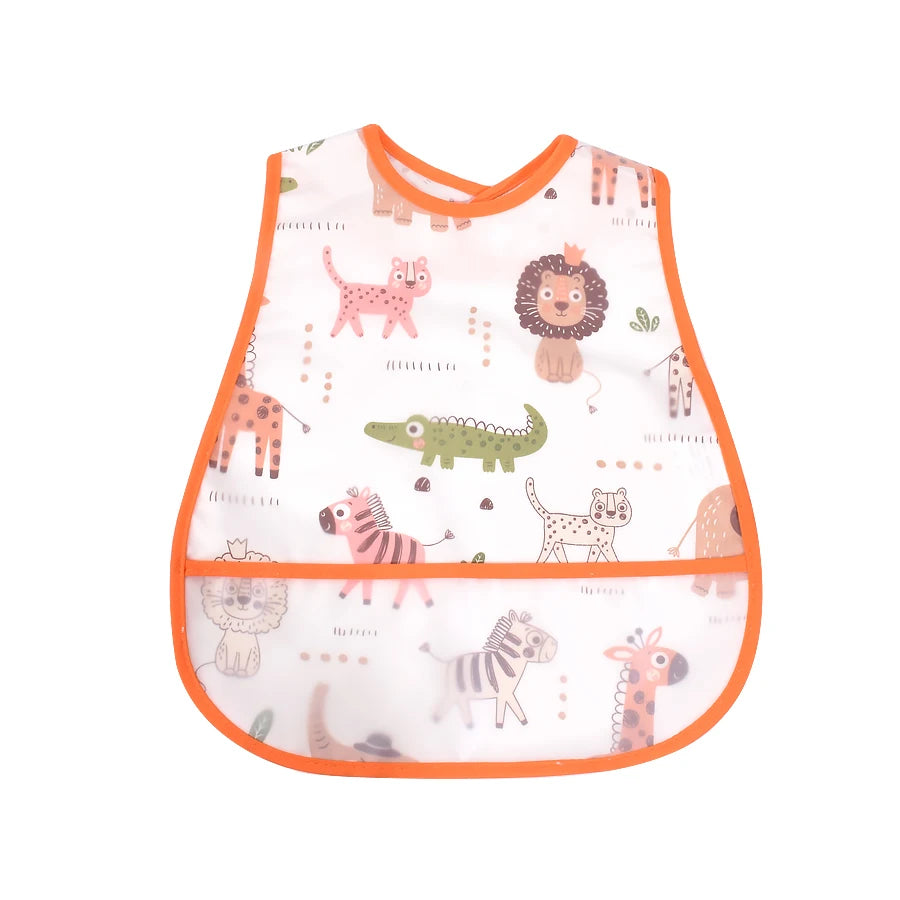 Cartoon EVA Waterproof Baby Bib with Pocket Feeding Apron