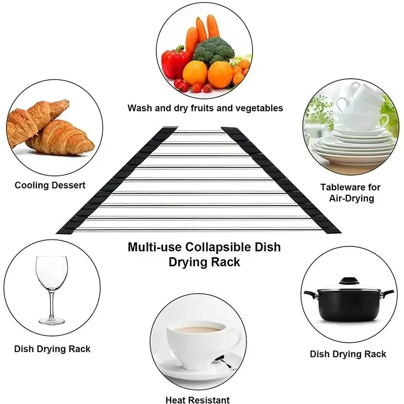 Roll-Up Triangle Dish Drying Rack Foldable Sink Corner Organizer Secondary image