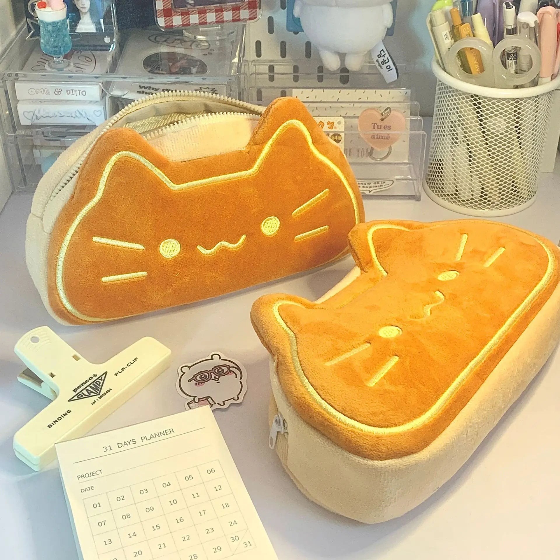 INS Style Cartoon Pencil Case Cute Plush Cat Pen Bag Secondary image