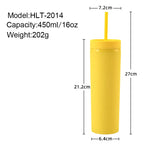 Double Wall Skinny Tumbler 473ml/480ml Cup with Straw & Lid