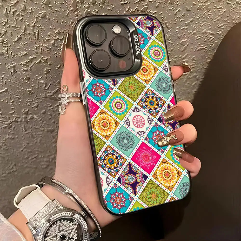 Iridescent Mandala TPU Case for iPhone 17 16 15 14 13 12 Pro Max Cover