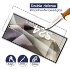 Tempered glass screen protector with a knife blade on a white background, featuring the brand 'Uitro'.