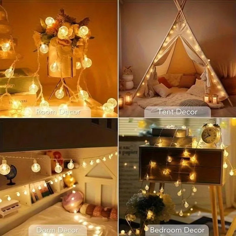 LED Bubble Ball Fairy Lights USB Outdoor String Light